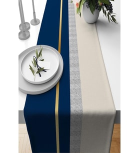 Home Lacivert Premium Tay Tüyü Dokuma Leke Tutmaz Kumaş Masa Örtüsü Runner 40X140Cm Rnr489