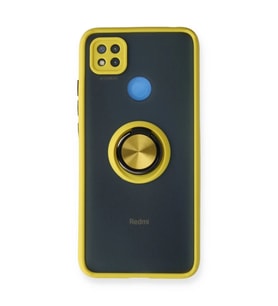 Xiaomi Redmi 9c Kılıf Montreal Yüzüklü Silikon Kapak - Sarı