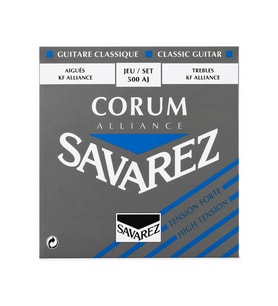Savarez 500aj Klasik Gitar Tel Seti - Alliance Corum Blue (üst Segment - High Tension) Kf Alliance Karbon Tizler, Corum Gümüş Kaplama Baslar, Yüksek Projeksiyon Ve Zengin Harmonikler Uyum: Yüksek Tansiyon (sert) Klasik Gitarlar