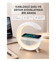 Mey İthalat® Bluetooth 5.0 Hoparlör – Kablosuz Şarj, RGB Gece Lambası ve FM Radyo