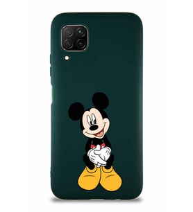 Huawei P40 Lite Soft Premier Kapak Mickey Mouse-A Tasarımlı Silikon Kılıf - Yeşil (Şeffaf)