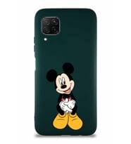 Huawei P40 Lite Soft Premier Kapak Mickey Mouse-A Tasarımlı Silikon Kılıf - Yeşil (Şeffaf)