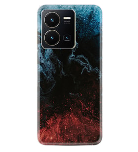 Vivo Y35 Kılıf Resimli Desenli Baskılı Silikon Red Blue Black Abstact 1386