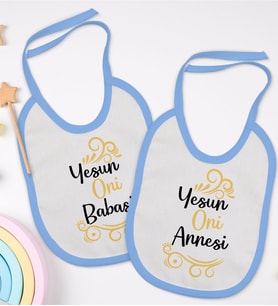 BK Kids Yesun Oni Annesi ve Babasi Tasarımlı 2’li Mavi Mama Önlüğü-1