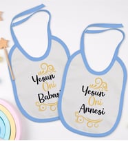 BK Kids Yesun Oni Annesi ve Babasi Tasarımlı 2’li Mavi Mama Önlüğü-1