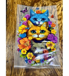 29X19 CM ÜTÜ İLE YAPIŞAN ÜÇLÜ KEDİ ÇİÇEKLİ TRANSFER BASKI ARMA