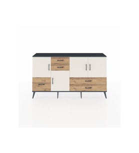 Arges Konsol 4 Raflı 5 Çekmeceli 4 Kapaklı 176x30x99 Antrasit-Aytaşı/Çam