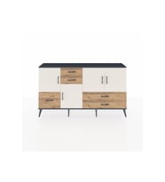 Arges Konsol 4 Raflı 5 Çekmeceli 4 Kapaklı 176x30x99 Antrasit-Aytaşı/Çam