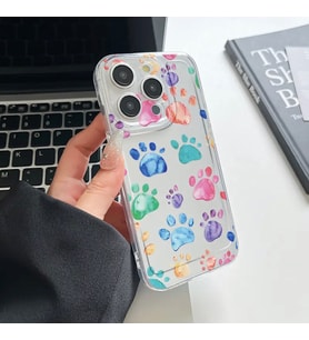 Renkli Kedi Patisi Telefon Kılıfı iPhone 15 Plus için Uygun, Karikatür Şeffaf Anti-Darbe Tam Kaplama Tam Koruma (Çok Renkli)