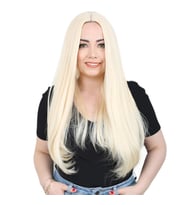 Fiber Sen Uzun Düz Peruk / Platin