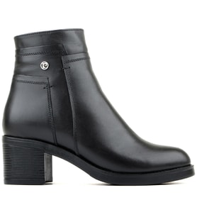 Pierre Cardin 54063 Hakiki Deri Fermuarlı Topuklu Kadın Bot (Siyah)