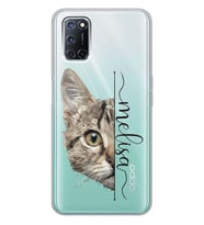 Oppo Kedi Trigromi Tasarımlı Şeffaf Telefon Kılıfı