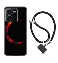 Vivo Y22 Kılıf Silikon Boyun Askılı İpli Desenli Silikon Red Moons 1747