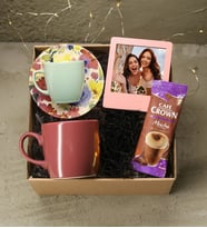 Kişiye Özel İnstagram Çerçeve & Renkli Kahve Fincanı & Kupa Bardak & Cafe Crown Mocha Hediye Seti