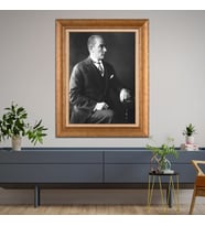 Altın Varaklı Çerçeveli Paspartulu Atatürk Tablo TR0727 (Gold)