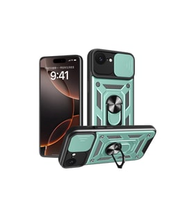 Apple İphone 16e Kılıf Pars Lens Yüzüklü Silikon - Yeşil