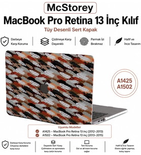 MacBook Pro Retina 13 İnç Kılıf A1425 A1502 Uyumlu Tüy Desenli Sert Kapak Hard Case İnce Hafif Laptop Koruyucu Karışık