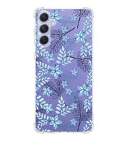 Samsung Galaxy A54 Uyumlu Köşe Korumalı Antişok Kapak Floral Mavi Tasarımlı Şeffaf Silikon Kılıf