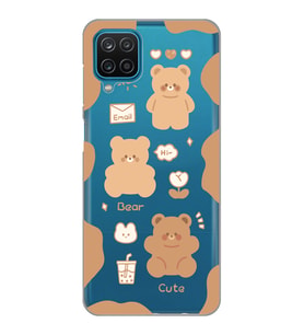Samsung Galaxy M32 Uyumlu Cute Bear Tasarımlı Şeffaf Telefon Kılıfı