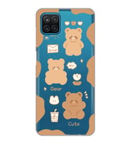 Samsung Galaxy M32 Uyumlu Cute Bear Tasarımlı Şeffaf Telefon Kılıfı
