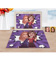 BK Gift Kişiye Özel Kız Kardeşler Karikatürlü 1000 Parça Profesyonel Puzzle-6