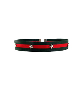 Yeşil & Kırmızı Renk Şeritli Yıldız Choker Kolye (Karışık)