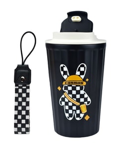 316 L Çelik Siyah Tavşan Figür 400 ml Kahve El Termos Mug cin483sy