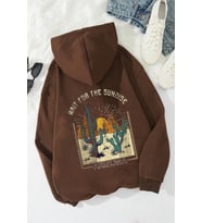 Arizona Baskılı Oversize Sweatshirt (Kahverengi)