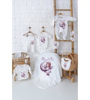 Pia Baby Premium %100 Pamuk 10 Parça İsimli Kız Bebek Hastane Çıkışı Yeni Doğan Hediyelik Set 5081-01 (Krem)