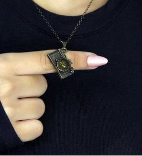 Doğal Taş Sitrin Doğal Taşlı Fotograf Makinesi Modelli Antik Kadın Kolye euk42s