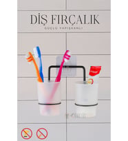 Yapışkanlı İkili Metal Diş Fırçalık