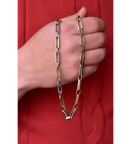 Papatya Silver Çelik Sarı-Beyaz Çiftli Ataç Kolye