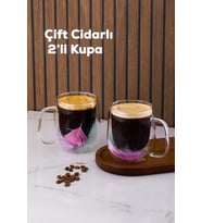 Perotti 16791 Double Feather Çift Cidarlı Kupa 2 Adet 250 Ml Şefaf (Çok Renkli)