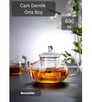 Cam Demlik Şeffaf Süzgeçli Demlik Isıya Dayanıklı Bitki Çayı Demliği Borosilat 600 ml