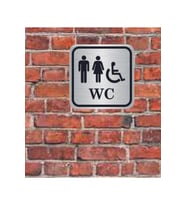 Bay  Engelli WC Yazılı Metal Yönlendirme Levhası 15x15 cm