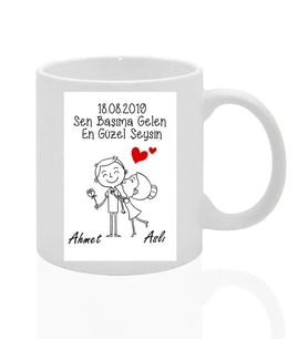 Hediyelik Sevgiliye Eşlere Özel Tasarlanan Şık Tema Kupa Bardak (İstediğiniz İsim Yazılır)
