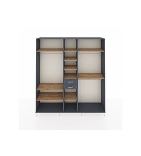 Hyperion Dolap 10 Raflı 2 Çekmeceli 3 Askılı 220x44x243 Antrasit-Çam/Antrasit