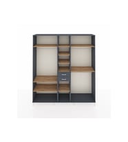 Hyperion Dolap 10 Raflı 2 Çekmeceli 3 Askılı 220x44x243 Antrasit-Çam/Antrasit