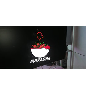 Makarna Resimli Yazılı Tabela 3D Led Neon Etkili Işıklı Tabela 30X45 CM Tek Taraflı