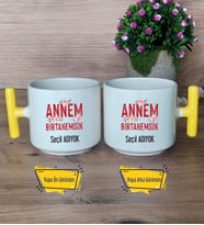 Annem Birtanemsin Kupa Bardak T Sarı Kulplu Anneye Doğum Günü Anneler Günü Hediyesi