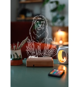 Kişiye Özel 3D Aslan 16 Renk Dekoratif Led Lamba