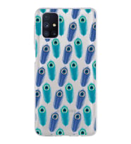 PrintiFy Samsung Galaxy M51 ile Uyumlu 1mm Slim Fit Nazar Boncuğu 4 Baskılı Şeffaf  Kılıf