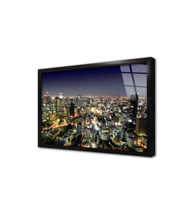 New York Gece Çerçeveli Cam Tablo