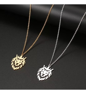 Kişiye Özel 925 Ayar Gümüş Aslan Kral Kolye (Gold)
