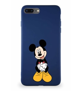 Apple iPhone 7 Plus Soft Premier Kapak Mickey Mouse-A Tasarımlı Silikon Kılıf - Lacivert (Şeffaf)