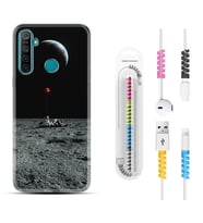 Realme 5i 5 Pro 6i 7 Pro 8 Kılıf Kablo Koruma Spiral Silikon Astronoot Red Baloon 1608