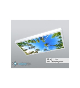 60x120 Gökyüzü Panel Avize, 106watt Led, Sıva Üstü, Kolay Montaj Led Panel, Orman Avize