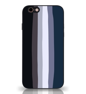 PrintiFy Apple iPhone 6S Plus Kamera Korumalı Mavi Gökkuşağı Desenli Cam Kapak Siyah