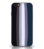 PrintiFy Apple iPhone 6S Plus Kamera Korumalı Mavi Gökkuşağı Desenli Cam Kapak Siyah