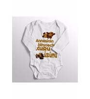 Unisex Bebek Beyaz Annesinin Bitanecik Kuru Üzümü Baskılı Zıbın